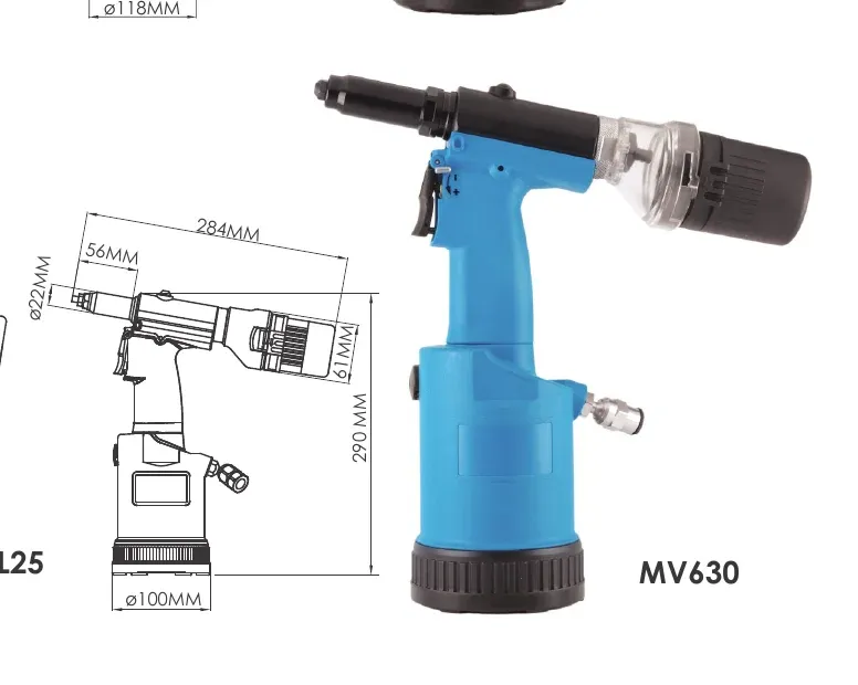 Rebitadeira HANMA MV630 — desenho técnico e dimensões (catálogo HANMA)